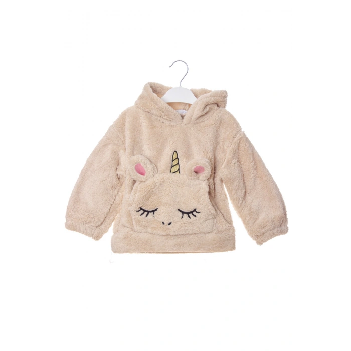 kum renkli unicorn nakisli cepli kaliteli organik uzun kollu kapusonlu sweatshirt kiyafet