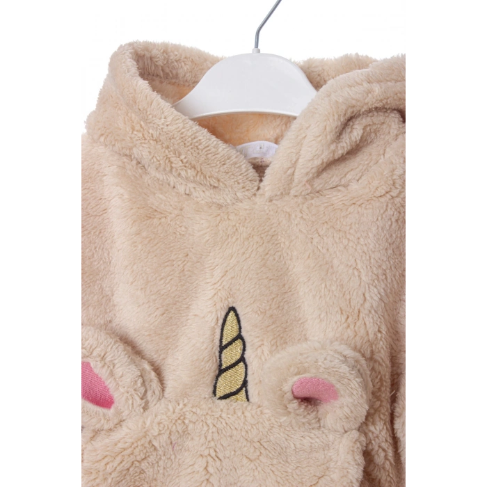 kum renkli unicorn nakisli cepli kaliteli organik uzun kollu kapusonlu sweatshirt kiyafet