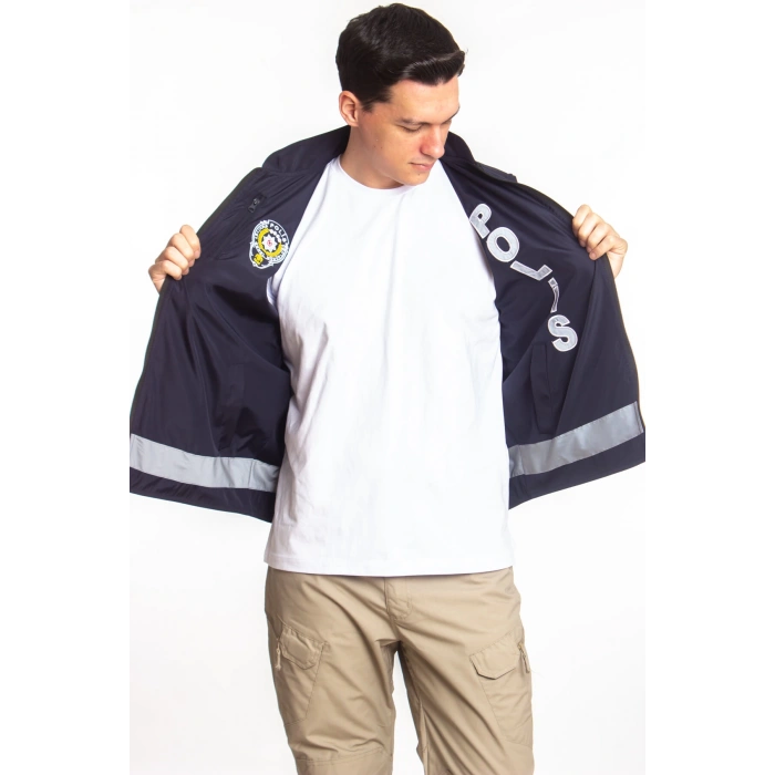 lacivert renkli cift tarafli polis emniyet mensubu reflektorlu polis gorev yelek