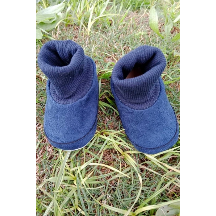 lacivert renkli ici pamuklu astarli corapli model organik ortopedik cocuk bebek ilkadim patik panduf ayakkabi