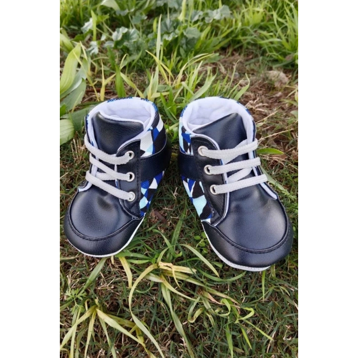 lacivert renkli ici pamuklu organik cocuk bebek ilkadim bagcikli patik sneaker casual ayakkabi