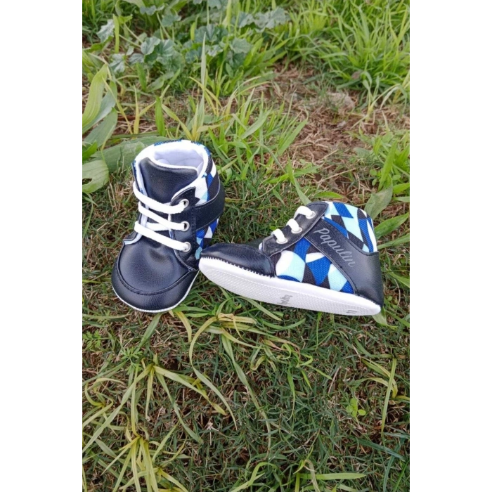 lacivert renkli ici pamuklu organik cocuk bebek ilkadim bagcikli patik sneaker casual ayakkabi