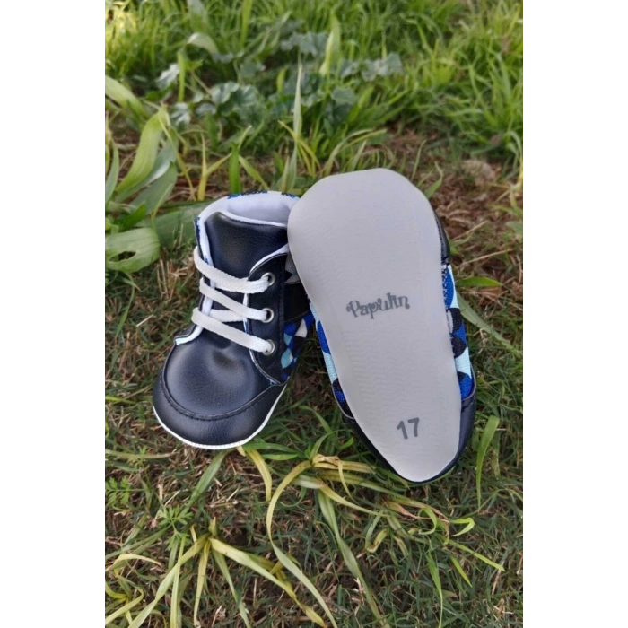 lacivert renkli ici pamuklu organik cocuk bebek ilkadim bagcikli patik sneaker casual ayakkabi