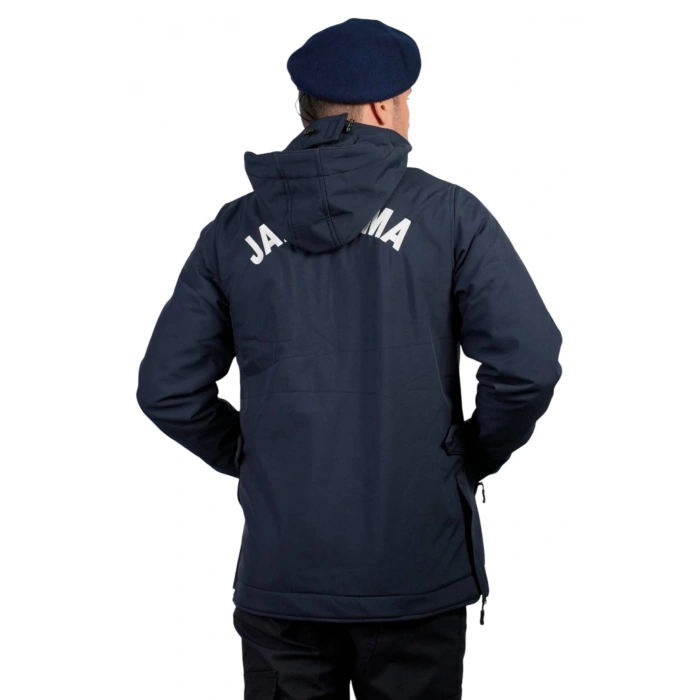 lacivert renkli jandarma asayis 5 cepli uzun kollu soguk gecirmez softshell kapusonlu taktik mont