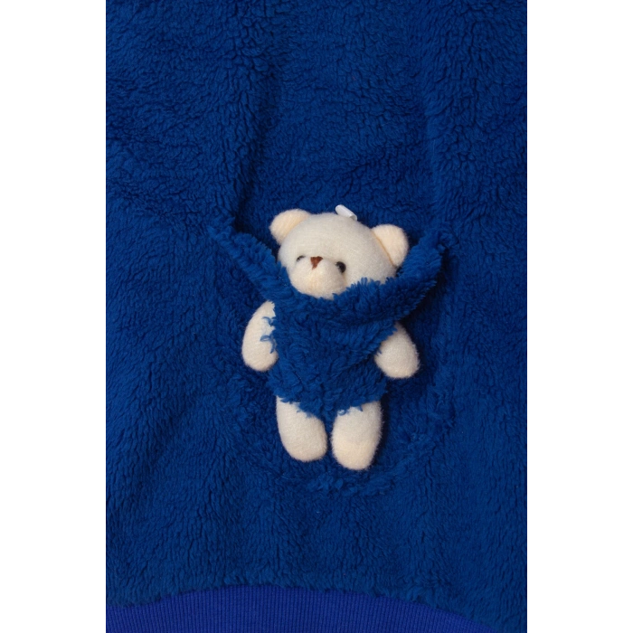 lacivert renkli minnak ayicikli cep detayli kaliteli uzun kollu alt ust takim