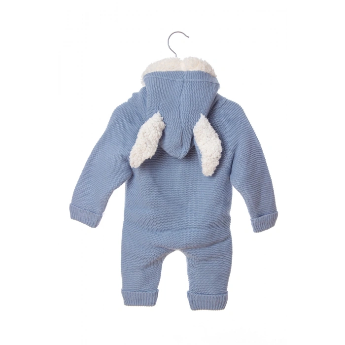 mavi renkli bebe wersoft dugmeli triko uzun kollu kaliteli kapusonlu bebek tulum