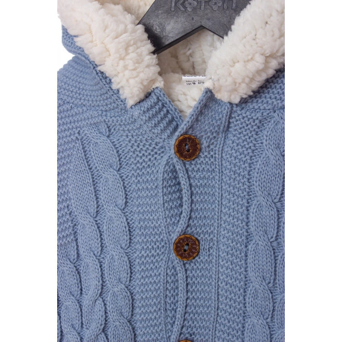 mavi renkli bebe wersoft dugmeli triko uzun kollu kaliteli kapusonlu bebek tulum