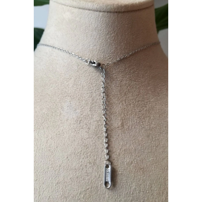 melek kanat tasarim ince silver zincirli gumus renkli zirkon tasli kaliteli paslanmaz celik kolye stainless stell