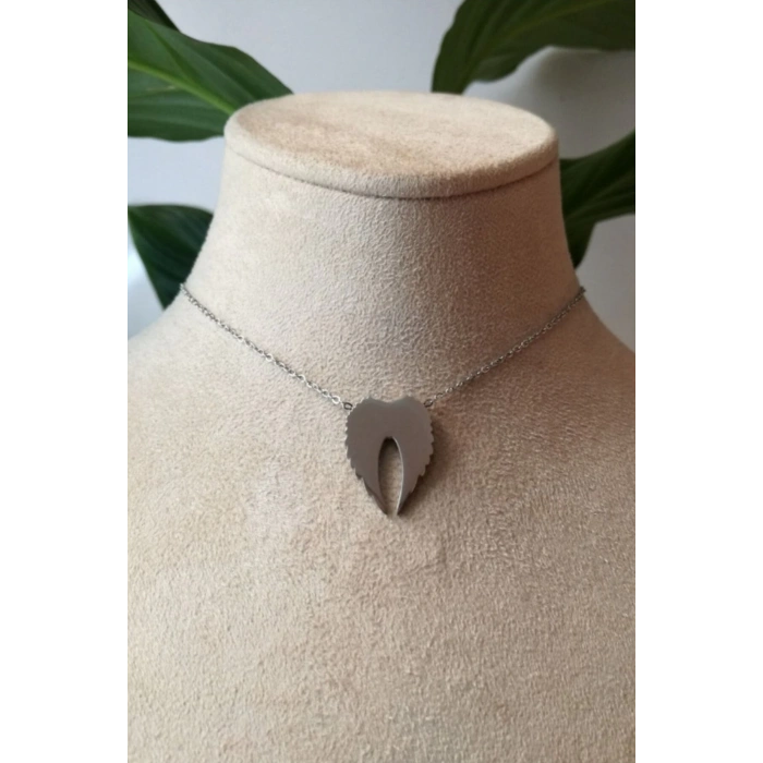 melek kanat tasarim ince silver zincirli gumus renkli zirkon tasli kaliteli paslanmaz celik kolye stainless stell