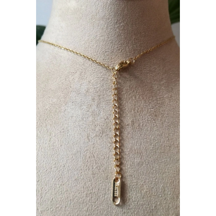 mikail melek kanat tasarim ince gold zincirli altin renkli zirkon tasli kaliteli paslanmaz celik kolye stainless stell