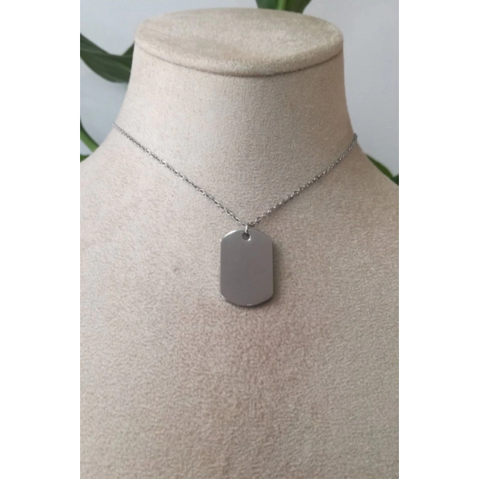 mini dogtag kunye tasarim ince silver zincirli gumus renkli kaliteli paslanmaz celik kolye stainless stell