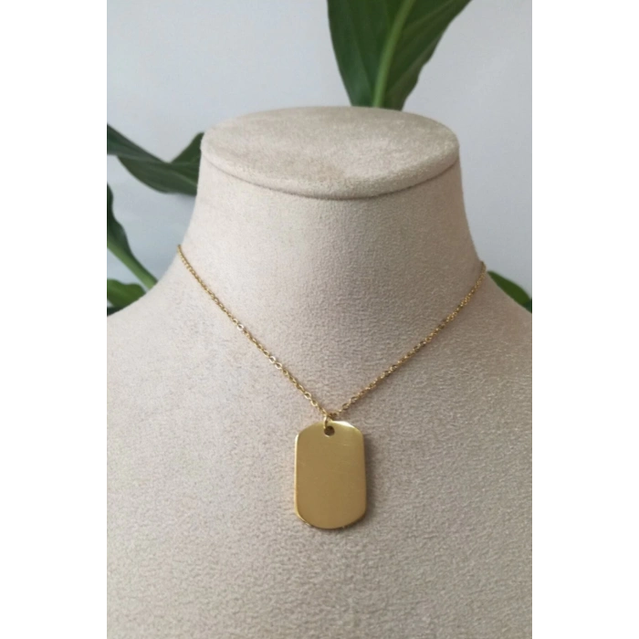 mini dogtag tasarim ince gold zincirli altin renkli kaliteli paslanmaz celik kolye stainless stell