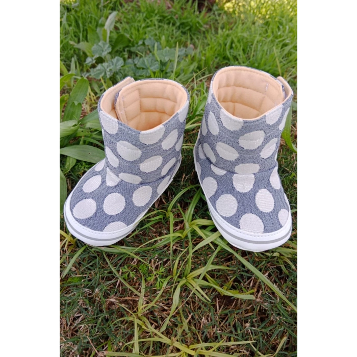 misir mavisi renkli ici pamuklu cirtli bantli kapamali organik cocuk bebek ilkadim patik panduf