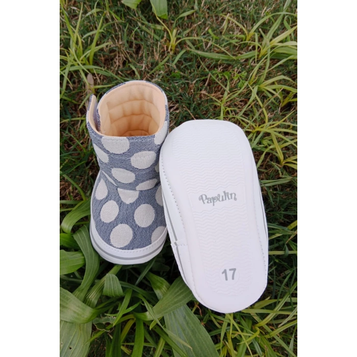 misir mavisi renkli ici pamuklu cirtli bantli kapamali organik cocuk bebek ilkadim patik panduf