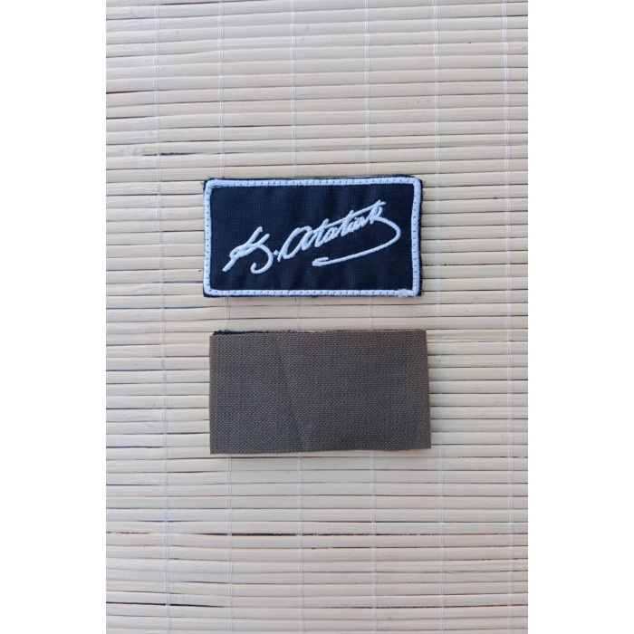 mustafa kemal ataturk imzali siyah zemin nakis islemeli arma patch pec