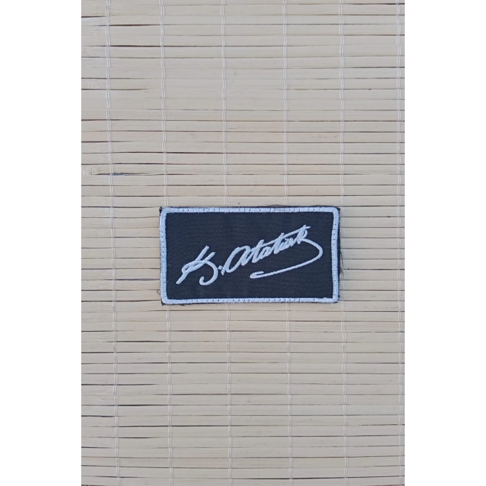 mustafa kemal ataturk imzali siyah zemin nakis islemeli arma patch pec