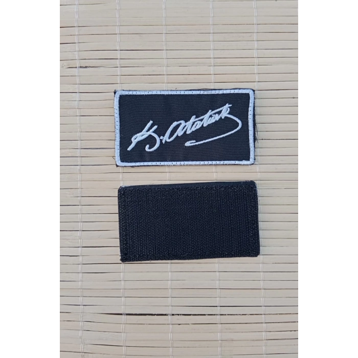 mustafa kemal ataturk imzali siyah zemin nakis islemeli arma pec patch