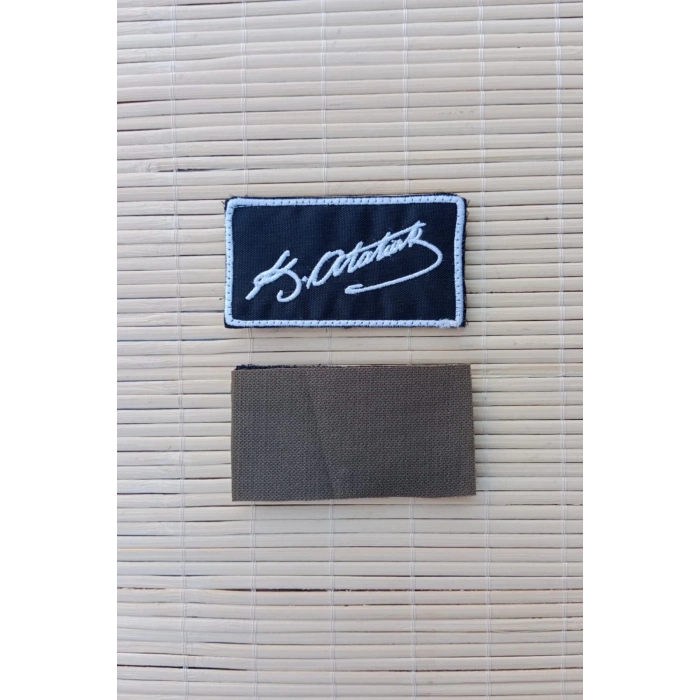 mustafa kemal ataturk imzali siyah zemin nakis islemeli arma pec patch