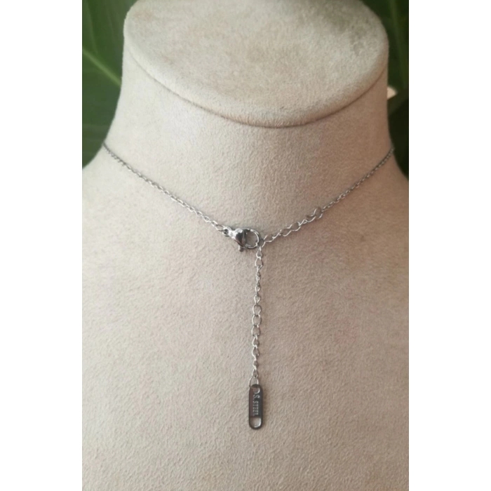 nazar boncuklu goz tasarim ince silver zincirli gumus renkli kaliteli paslanmaz celik kolye stainless stell