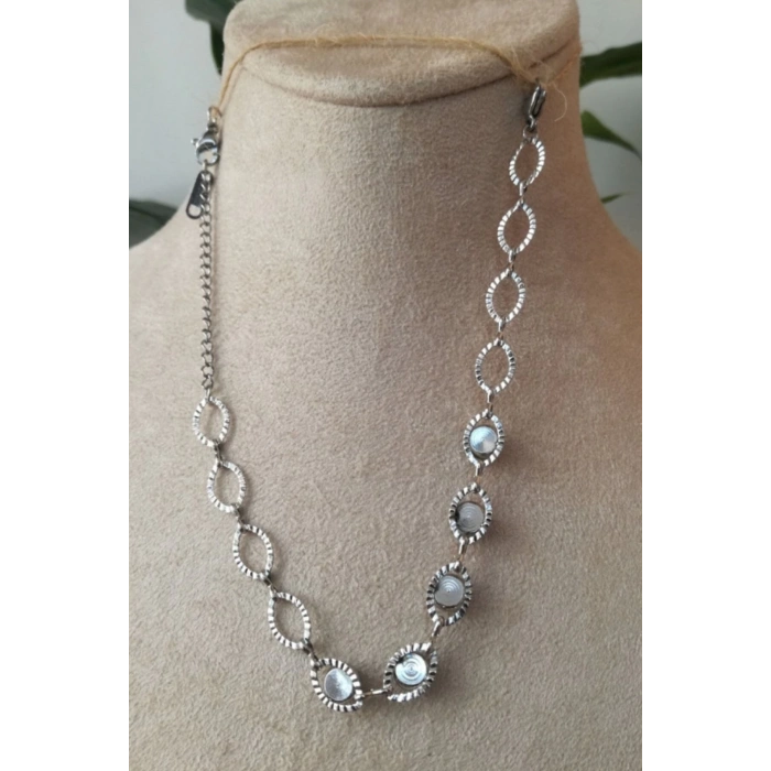 nazar boncuklu tasarim ince silver zincirli gumus renkli zirkon tasli paslanmaz celik bileklik halhal