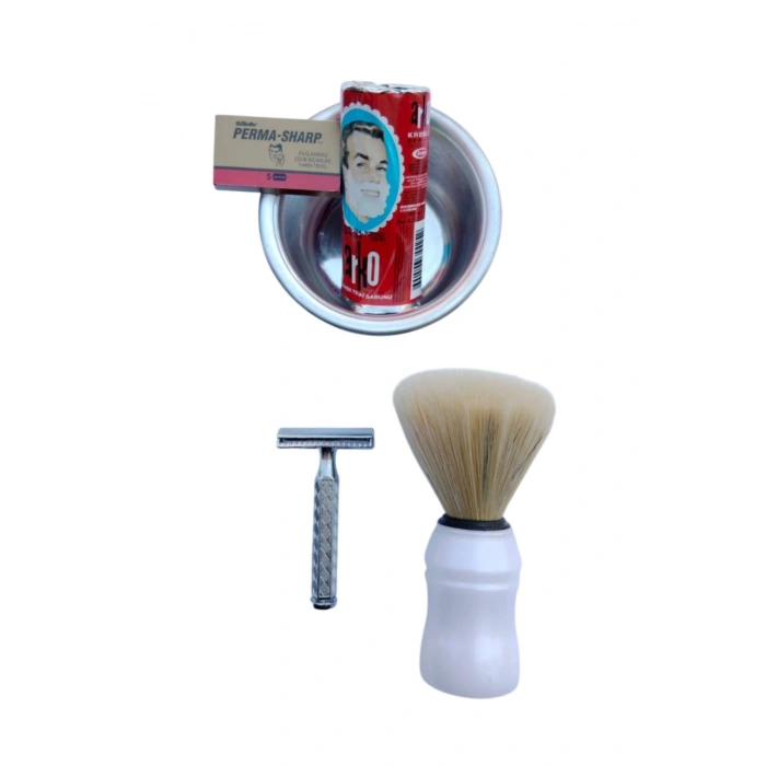 Orak Paslanmaz Krom Tras Makinasi Perma Sharp Yaprak Jilet Arko Berber Tras Sabunu Metal Tras Tasi Sakal Fircasi Tras Seti