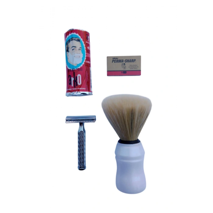 Orak Paslanmaz Krom Tras Makinasi Perma Sharp Yaprak Jilet Arko Berber Tras Sabunu Sakal Fircasi Tras Seti