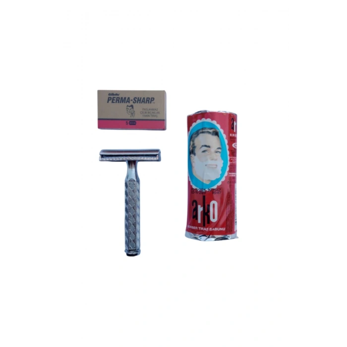 Orak Paslanmaz Krom Tras Makinasi Perma Sharp Yaprak Jilet Arko Berber Tras Sabunu Tras Seti