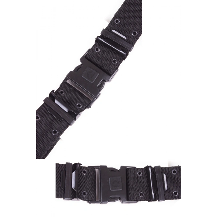 Ozel Guvenlik Siyah Renkli Plastik Tokali Delikli Taktik Askeri Palaska Dokuma Kemer