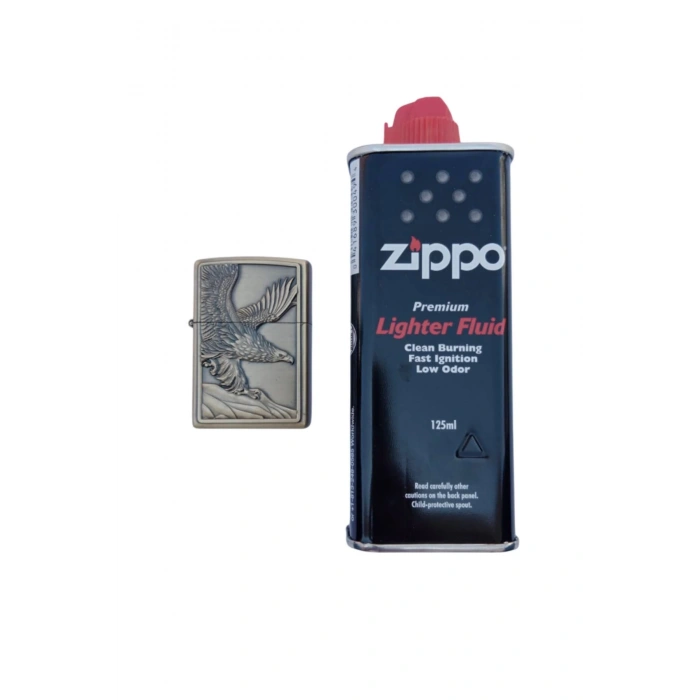 Ozel Tasarim Altin Sarisi Renkli Benzinli Kartal Kabartmali premium zippo Cakmak
