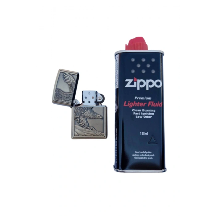 Ozel Tasarim Altin Sarisi Renkli Benzinli Kartal Kabartmali premium zippo Cakmak