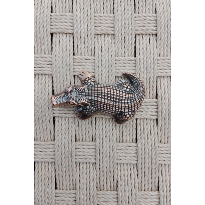 Ozel Tasarim Bakir Renkli Timsah Crocodile Alligator Kabartmali Manyetolu Purmuz cakmak