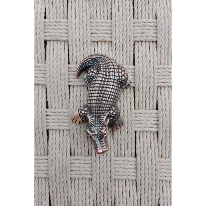 Ozel Tasarim Bakir Renkli Timsah Crocodile Alligator Kabartmali Manyetolu Purmuz cakmak