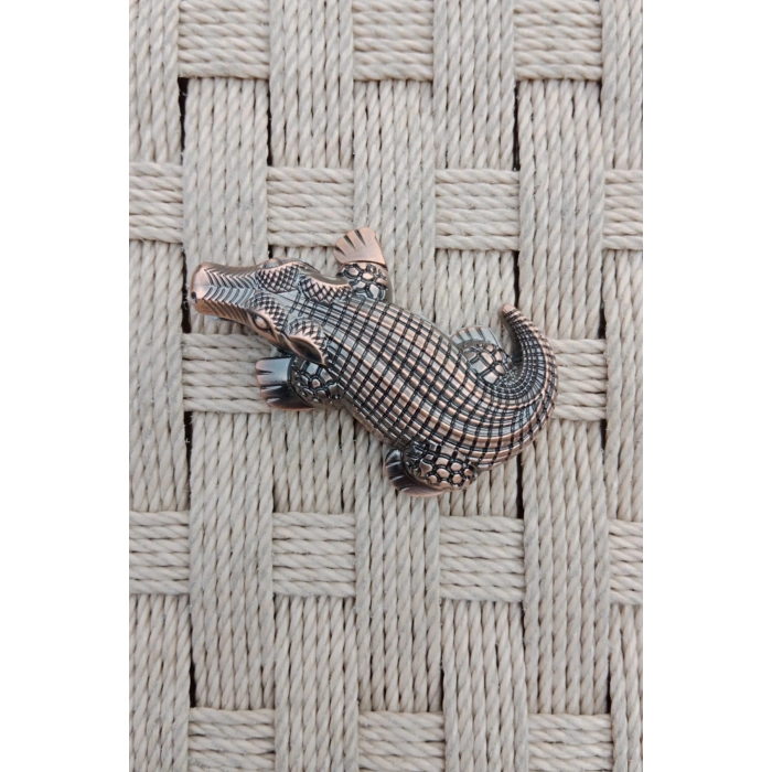 Ozel Tasarim Bakir Renkli Timsah Crocodile Alligator Kabartmali Manyetolu Purmuz cakmak