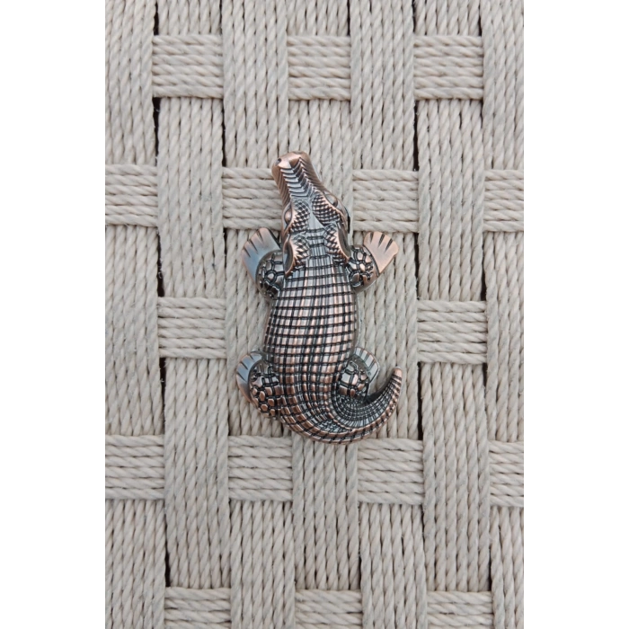 Ozel Tasarim Bakir Renkli Timsah Crocodile Alligator Kabartmali Manyetolu Purmuz cakmak