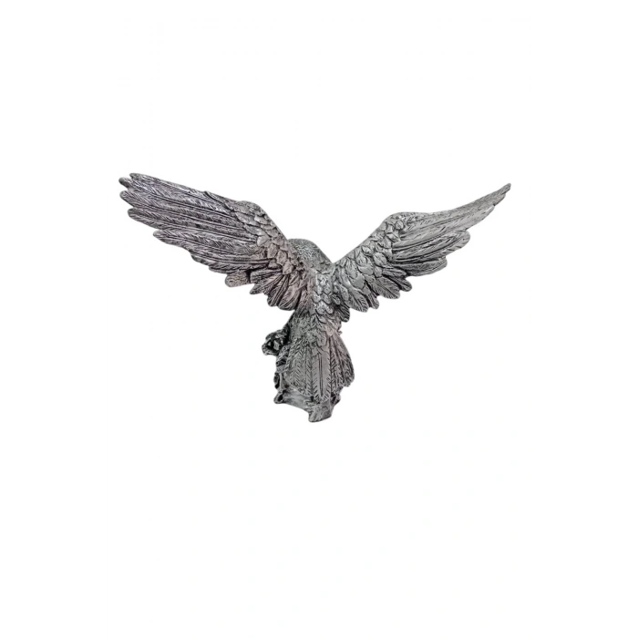 Ozel Tasarim Gumus Renkli Kanatli Kartal Maket Heykeli