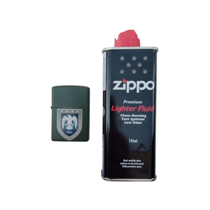 Ozel Tasarim Haki Renkli Hava Kuvvetleri amblemli Benzinli premium zippo Cakmak