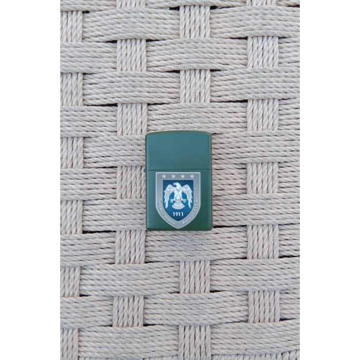 Ozel Tasarim Haki Renkli Hava Kuvvetleri amblemli Benzinli zippo Cakmak