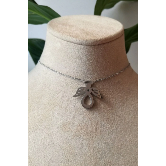 ozel tasarim ince silver zincirli gumus renkli zirkon tasli kaliteli paslanmaz celik kolye stainless stell