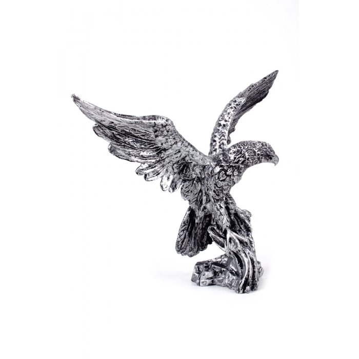Ozel Tasarim Gumus Renkli Kanatli Kartal Maket Heykeli