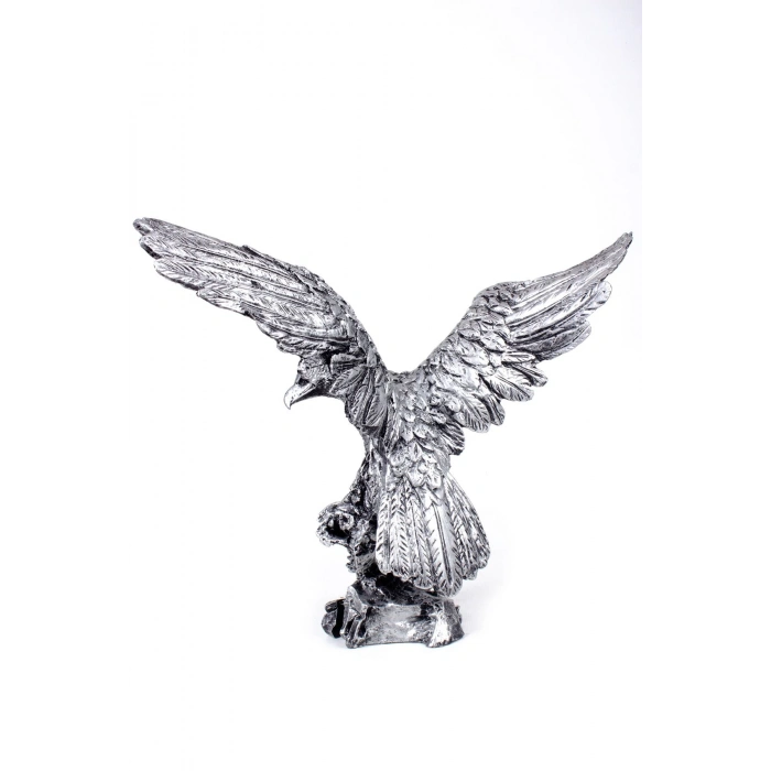 Ozel Tasarim Gumus Renkli Kanatli Kartal Maket Heykeli