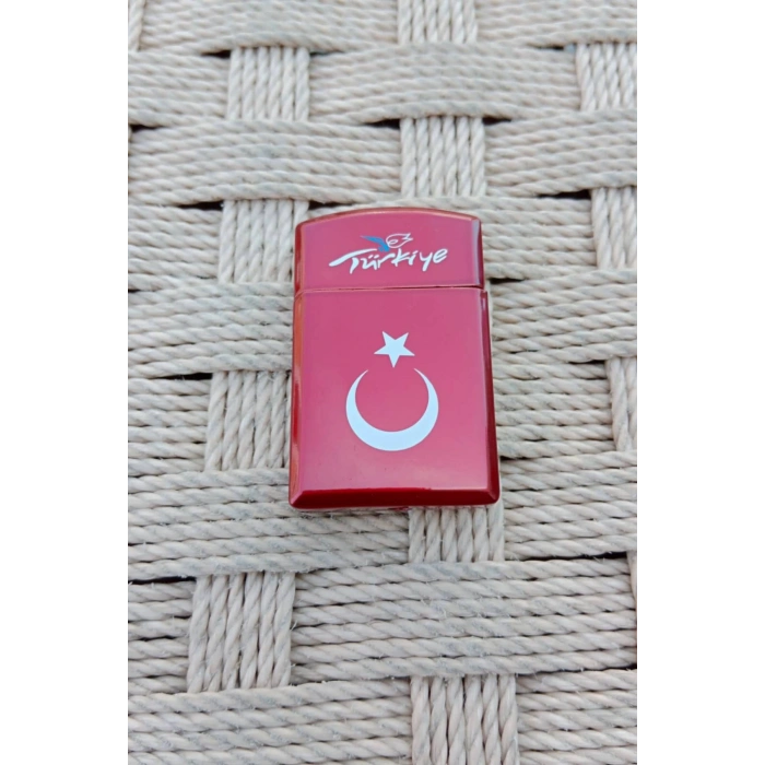 Kirmizi Renkli Turkiye Yazili Bayrak Desenli Tasli Cakmak