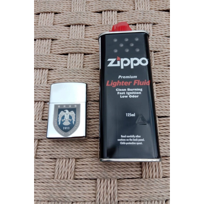 Ozel Tasarim Metal Renkli Hava Kuvvetleri Amblemli Benzinli premium zippo Cakmak