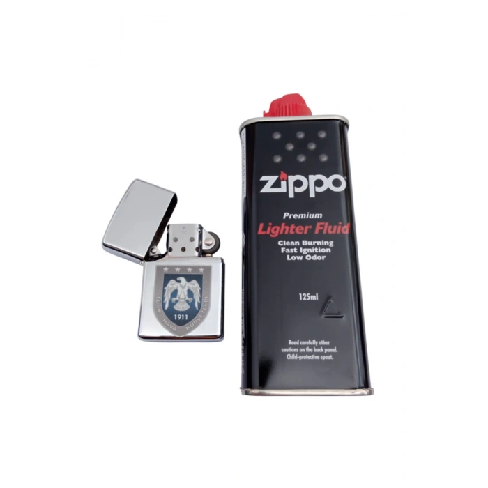Ozel Tasarim Metal Renkli Hava Kuvvetleri Amblemli Benzinli premium zippo Cakmak
