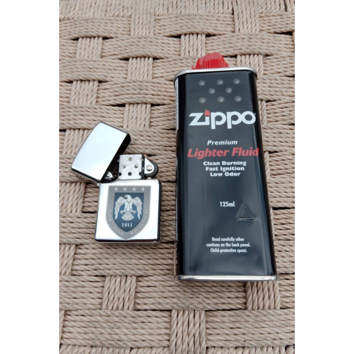 Ozel Tasarim Metal Renkli Hava Kuvvetleri Amblemli Benzinli premium zippo Cakmak