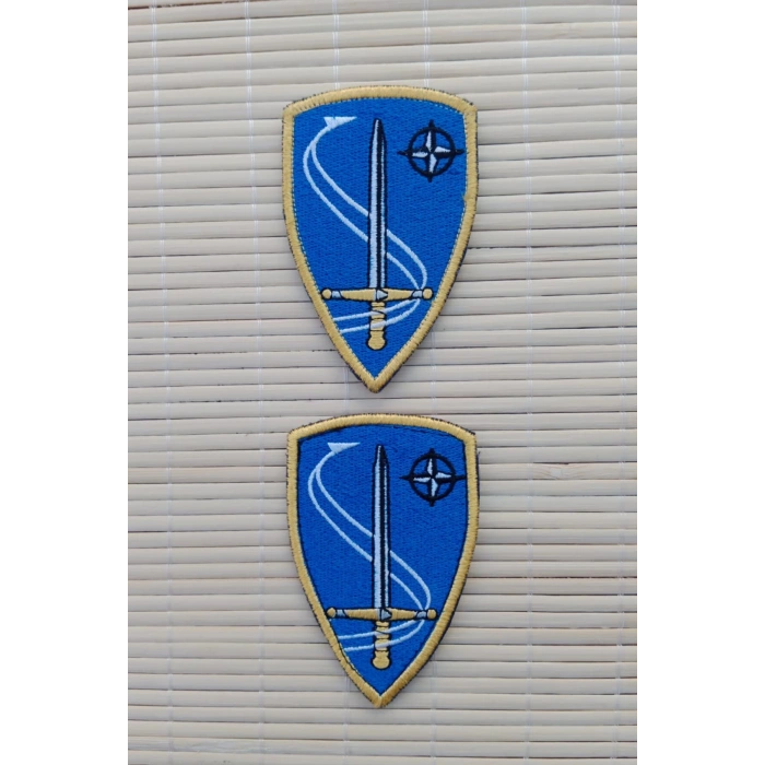 ozel tasarim nato ve kilic logolu nakis islemeli arma patch pec
