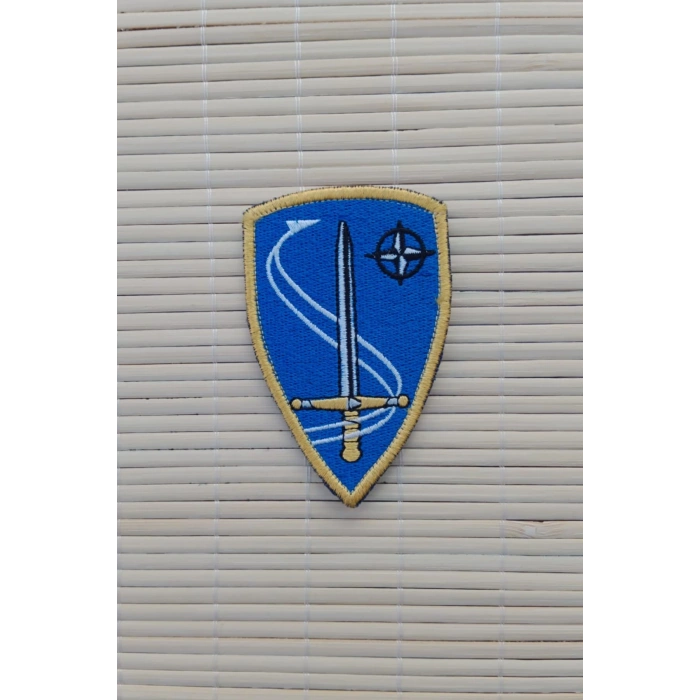 ozel tasarim nato ve kilic logolu nakis islemeli arma patch pec