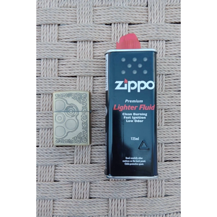 Ozel Tasarim Sari renkli 45 lik Tabanca kabartmali Craft Gun yazili premium zippo Cakmak