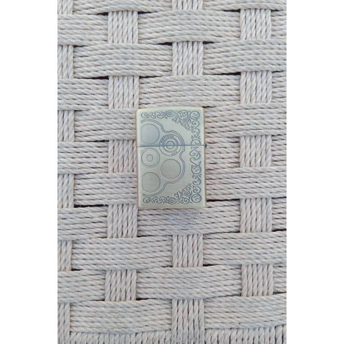 Ozel Tasarim Sari renkli 45 lik Tabanca kabartmali Craft Gun yazili premium zippo Cakmak