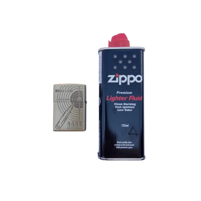 Ozel Tasarim Sari renkli 92F Tabancali asker kabartmali word A gun yazili mermi ve hedef tahtali premium zippo Cakmak