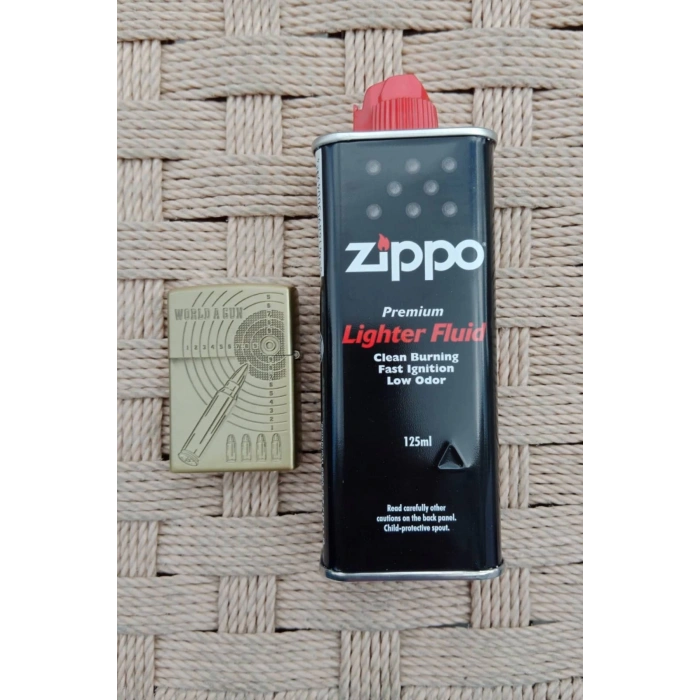 Ozel Tasarim Sari renkli AK-47 Tufekli asker kabartmali premium zippo Cakmak